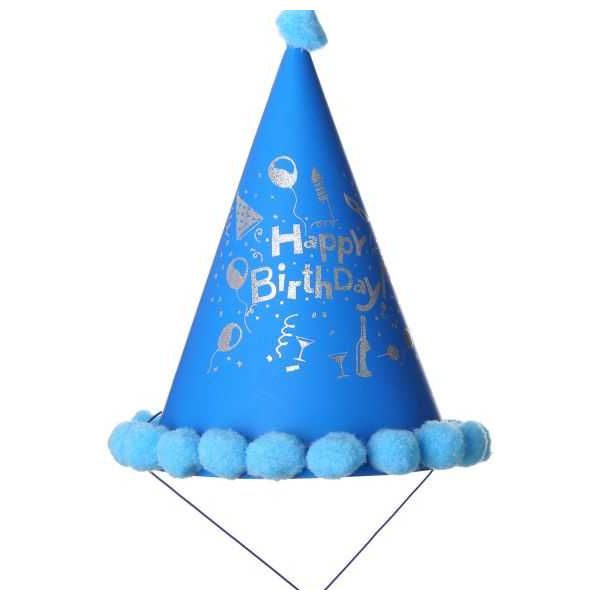 Blue Glittery Birthday Cone Hat - Festive and Stylish