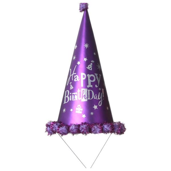 Purple Glittery Birthday Cone Hat - Fun and Festive