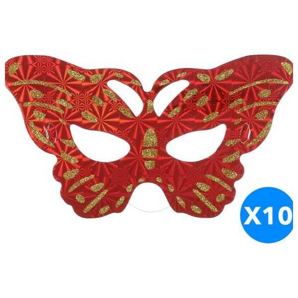 Red and Gold Eye Masks, Pack of 10