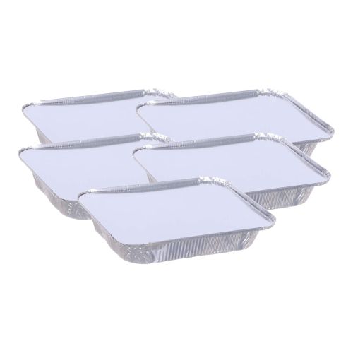 Depak Square Foil Plate with Cover, 5 Pieces, 3.6 cm - Silver