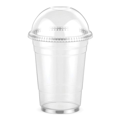 Plastic Cup with Dome Covers - 16 oz. / 50 pieces / set disposable party cup for cold drink / bubba bubble / coffee / ice cream / juice