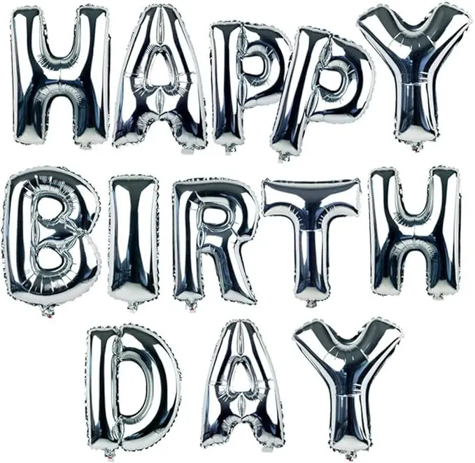 Silver HAPPY BIRTHDAY Letters Balloons for Party Decoration