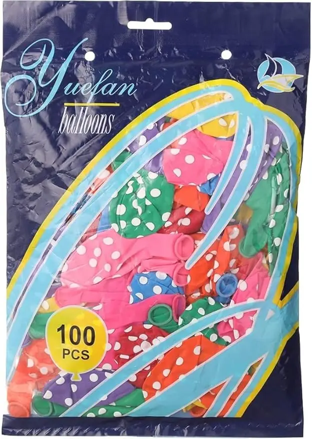 Dotted Latex Balloons Multi Color - 100 pieces
