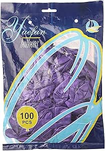 Latex Balloons Assorted Colors -  100 pieces (Purple - Orange - Green - Black - Blue - Yellow - Light Blue - Pink)