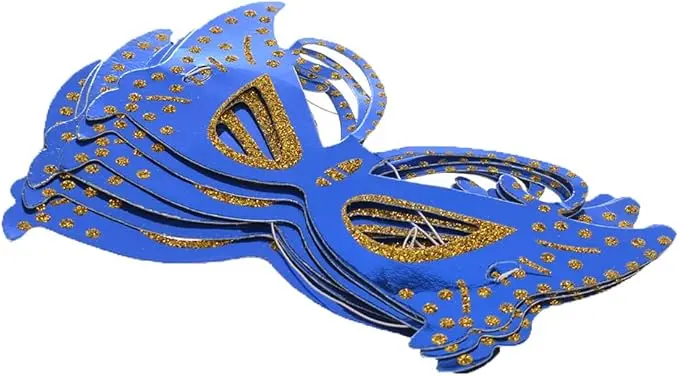 Blue Eye Paper Mask Cat Eye Shape for Parties and Birthdays - 10 pieces