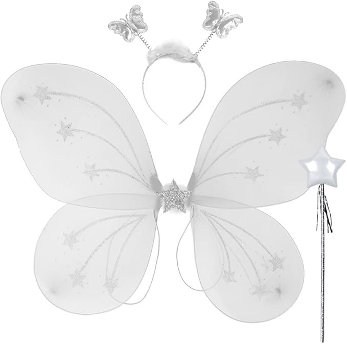 Colored Butterfly Fairy Costume for Kids Fairy Wing with Wand and Headband Set