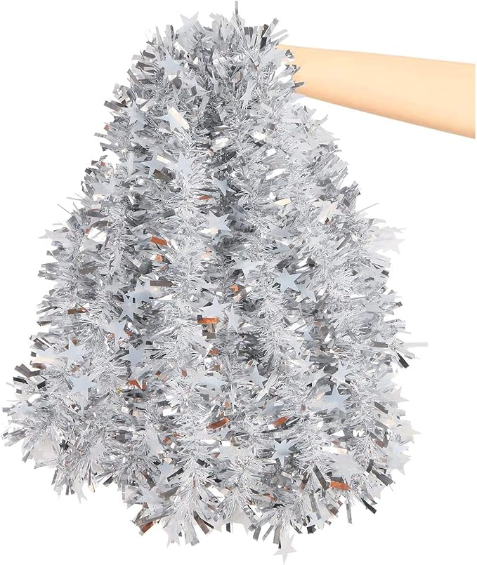 Christmas Chunky Tinsel Garland for Christmas Tree Decoration Assorted Colors - 10 meters   