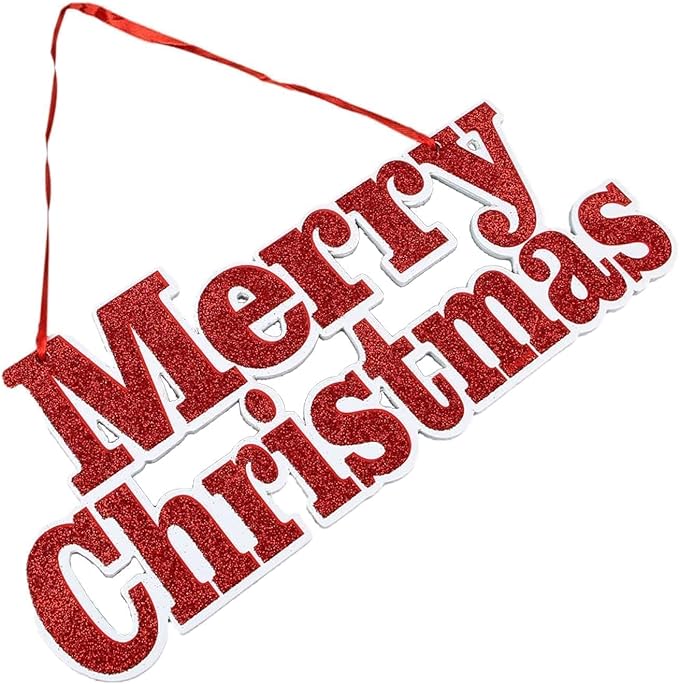 Red Glitter Merry Christmas for Christmas Tree Decoration