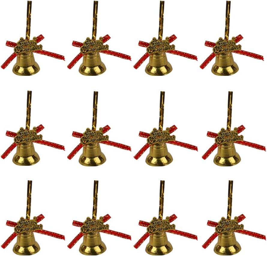 Merry Christmas Small Bell Shaped Christmas Tree Decoration  - 12 pieces 