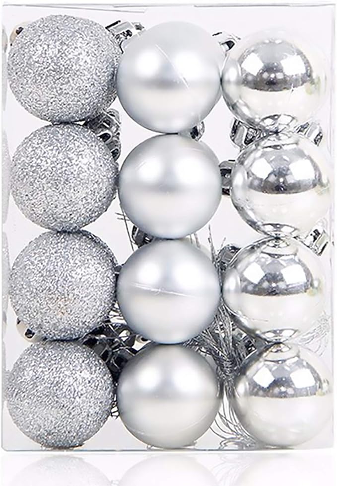 Christmas Ball Ornaments Shatterproof Christmas Decorations Tree Balls Small for Christmas Tree Decoration Assorted Colors - 24 pieces