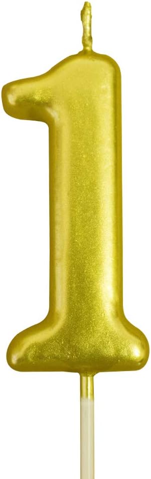 Gold Number Candle for Birthday Cakes – Elegant Champagne Gold Finish, Dripless Wax, Smokeless Flame, Biodegradable – Numbers 0-9 for Birthdays, Anniversaries & Celebrations