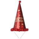 Red Glittery Birthday Cone Hat - Bold and Festive