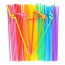 Pack of 100 Colourful Drinking Straws - Long and Flexible - Disposable - Ideal For Parties, Bars, Drinks, Smoothies - Useful For Arts And Crafts