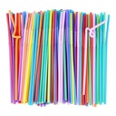 ALINK 200 PCS Flexible Plastic Drinking Straws, 10.2 Inches Extra Long Colorful Disposable Bendy Party Fancy Straws