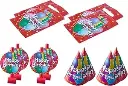 Party Happy Birthday Loot Bags, Goodie Bags, Hats and Horns Sets Multi Colors - 12 pieces