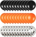 Halloween Colored Latex Balloons 10 Orange 30 Black 10 Confetti - 50 pieces