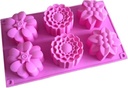 6 Flowers Shape Silicon Non-Stick Mold Assorted Colors 