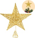 Christmas Tree Topper Golden Glitter Star - 20 cm