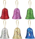 Bell Shape Christmas Tree Decoration Glitter - 6 pieces